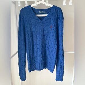 Ralph Lauren 100% Tussah Silk Men's V-Neck Sweater in Blue